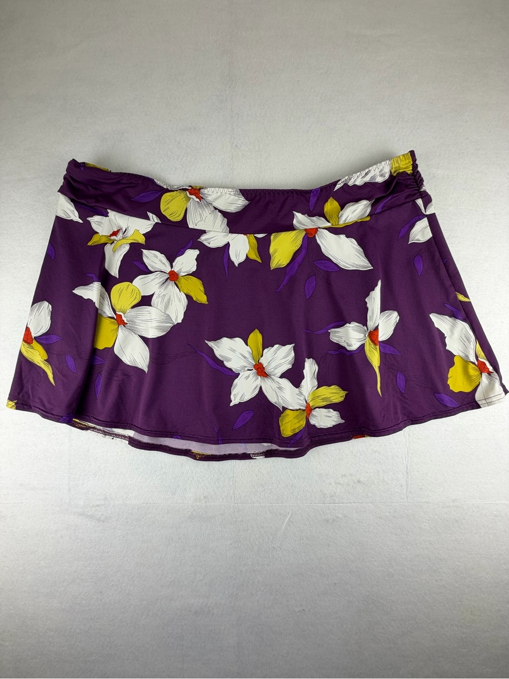 Lands’ End Purple Floral Swim Skirt Bikini Bottom Size 16 Modest Swim